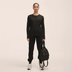 Soft Texture Long Sleeve, Black