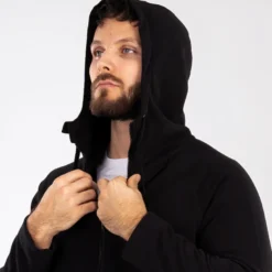 Star Zipped Hoodie Black