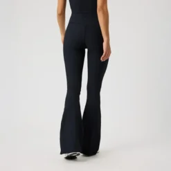 Studio Ribbed Flare Tights, Black Beauty
