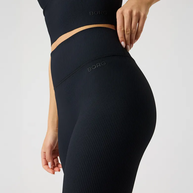 Studio Ribbed Tights, Black Beauty