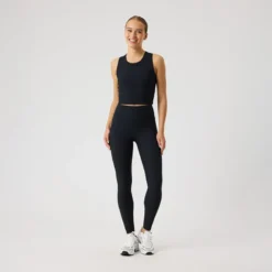 Studio Ribbed Tights, Black Beauty