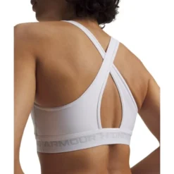 UA Crossback Mid Bra, White/Halo Gray