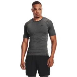UA HG Armour Comp SS, Carbon Heather