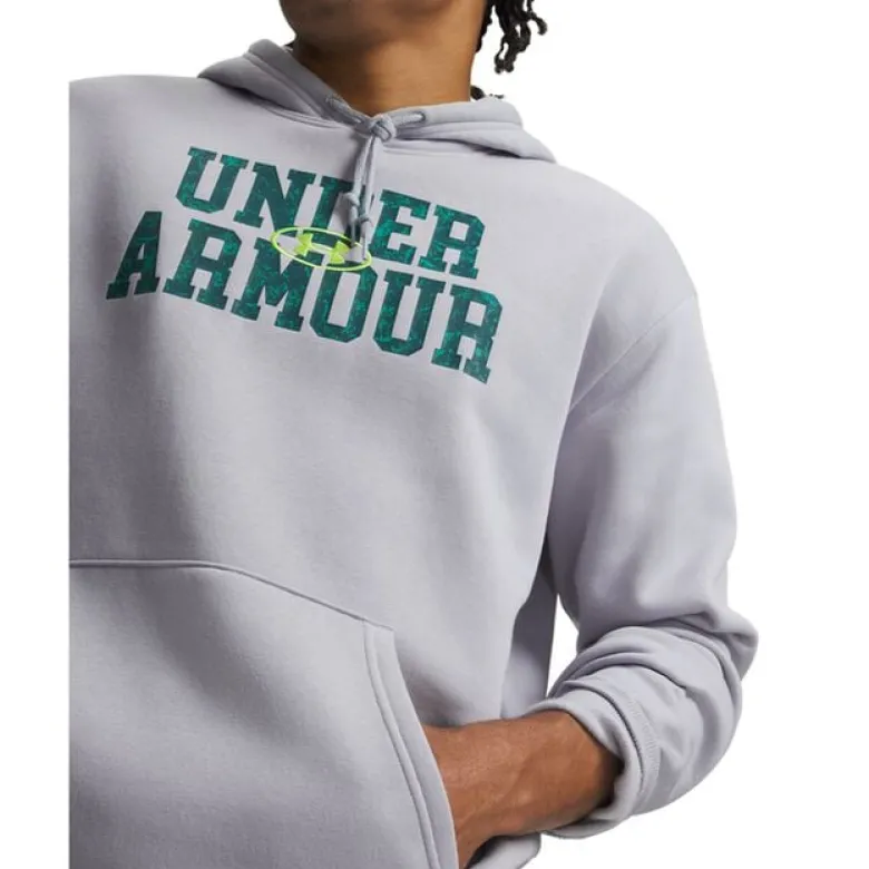 UA Rival Flc Camo Fill Hdy Black Medium Heather Grey