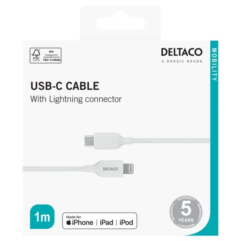 USB-C Lightning-Kabel 1 m, Vit