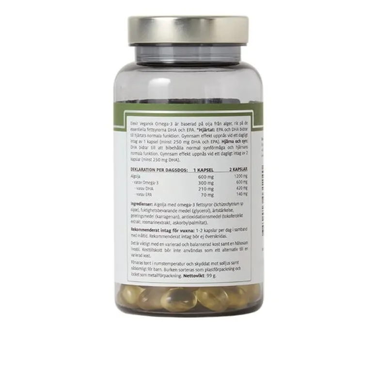 Vegansk Omega-3 120 kapsler