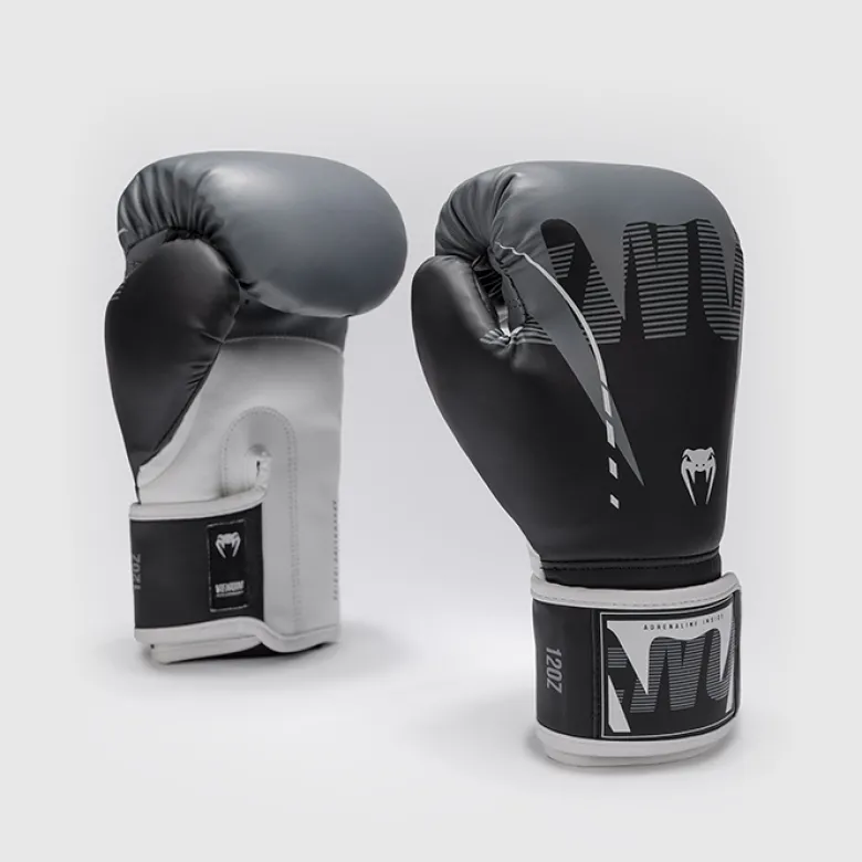 Venum Adrenaline Boxing Gloves Black/Silver Grey, 10oz
