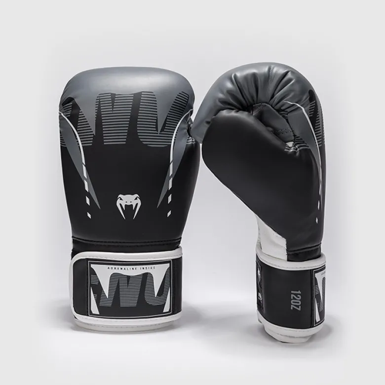 Venum Adrenaline Boxing Gloves Black/Silver Grey, 10oz