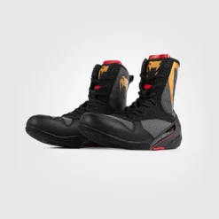 Venum Elite Boxing Shoes Storm Grey/Gold Logo