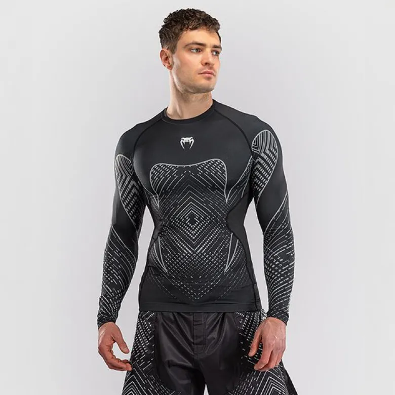 Venum Midnight Fury Long Sleeve Rashguard Black/Grey/Silver
