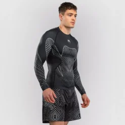 Venum Midnight Fury Long Sleeve Rashguard Black/Grey/Silver