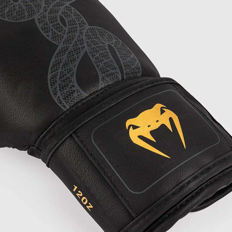 Venum Serpenti Boxing Gloves Black/Silver/Gold, 10oz