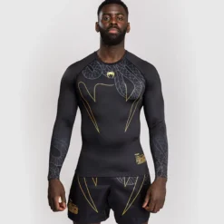 Venum Serpenti Rashguards Long Sleeves Black/Silver/Gold