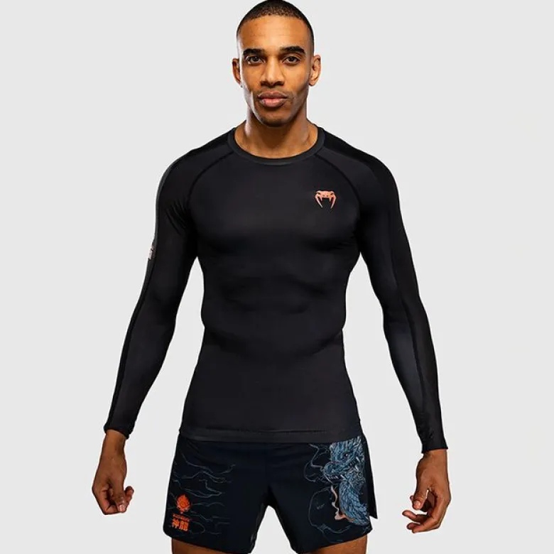 Venum Thunder Dragon Long Sleeve Rashguard Black/Grey/Copper