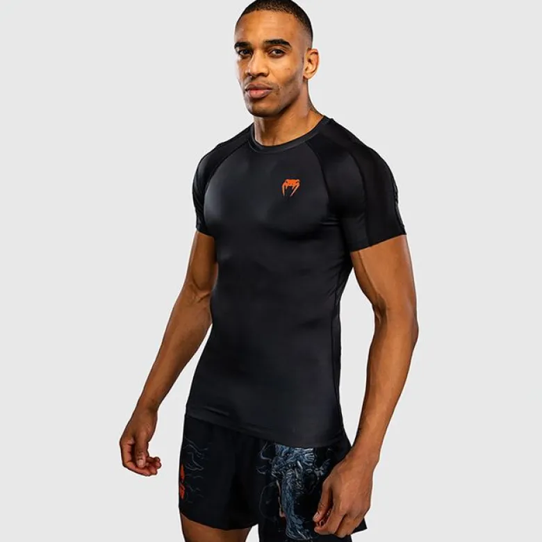 Venum Thunder Dragon Short Sleeves Rashguards Black/Grey/Copper