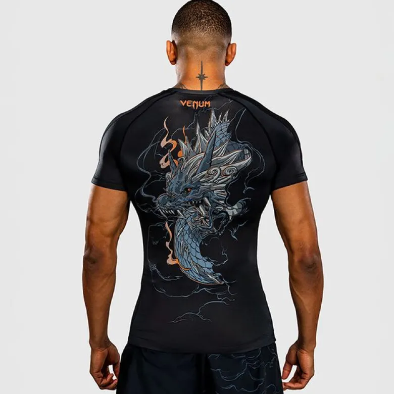 Venum Thunder Dragon Short Sleeves Rashguards Black/Grey/Copper