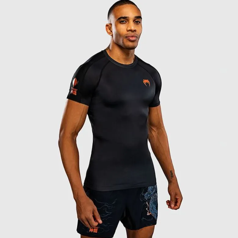 Venum Thunder Dragon Short Sleeves Rashguards Black/Grey/Copper