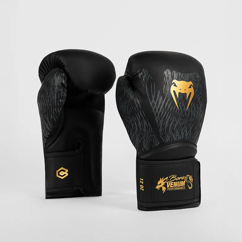 Venum X CHIMAEV Wild Borz Boxing Gloves Black/Gold, 10oz