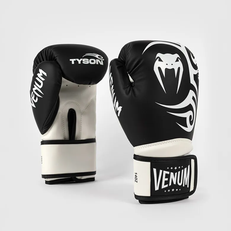 Venum X Mike Tyson Pro Boxing Gloves with velcro Black/White, 10oz