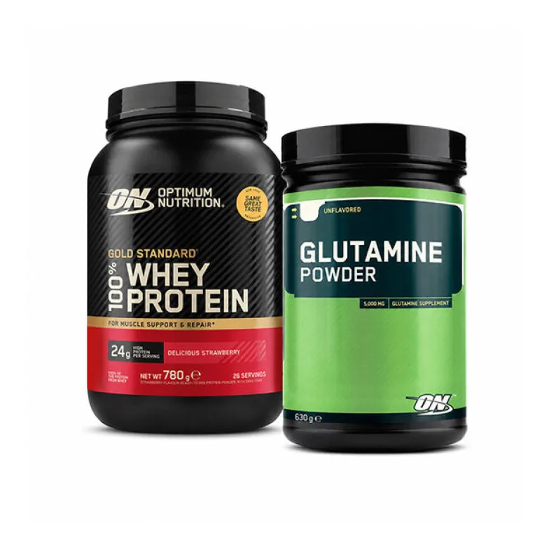 100 % Whey Gold Standard Myseprotein 700 g + Glutaminpulver 630 g