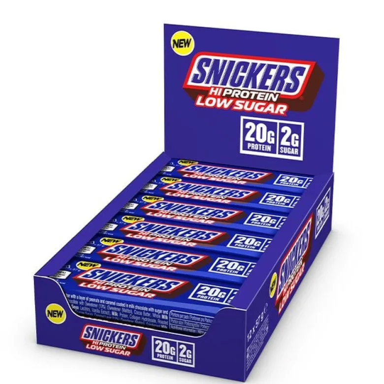 12 x Snickers High Protein Bar Low Sugar, 57 g, Milk Chocolate