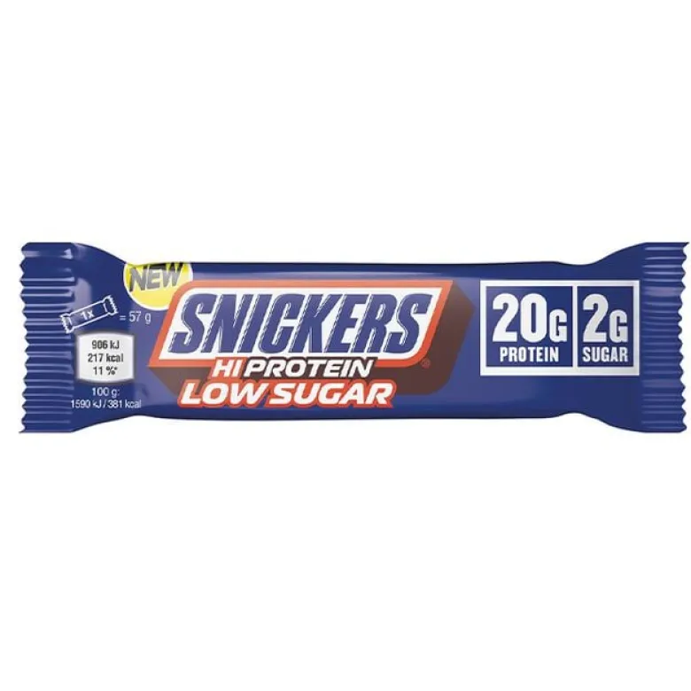12 x Snickers High Protein Bar Low Sugar, 57 g, Milk Chocolate