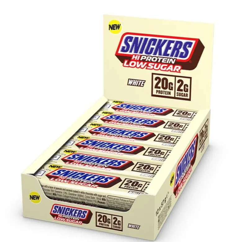 12 x Snickers High Protein Bar Low Sugar 57 g Hvit sjokolade