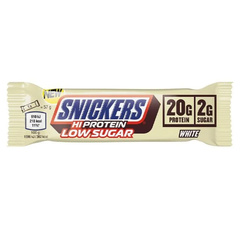 12 x Snickers High Protein Bar Low Sugar 57 g Hvit sjokolade